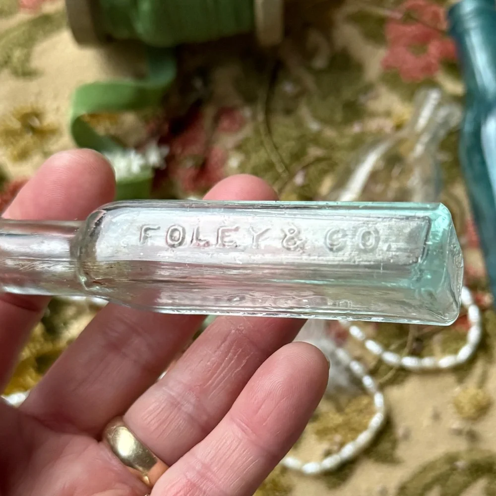 Set of 3 Antique Miniature Apothecary Azure Glass Bottles - Picture 8 of 12
